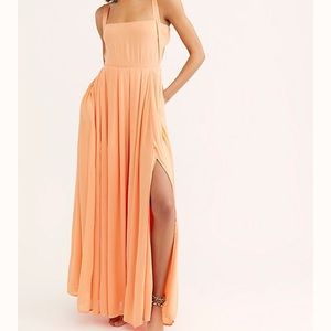 Free People cream orange maxi dress